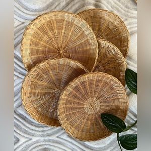 Vintage Boho Wicker Plate Holders